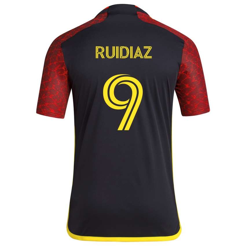 Kinder Raúl Ruidíaz #9 Rot Schwarz Auswärtstrikot Trikot 2024/25 T-Shirt Belgien