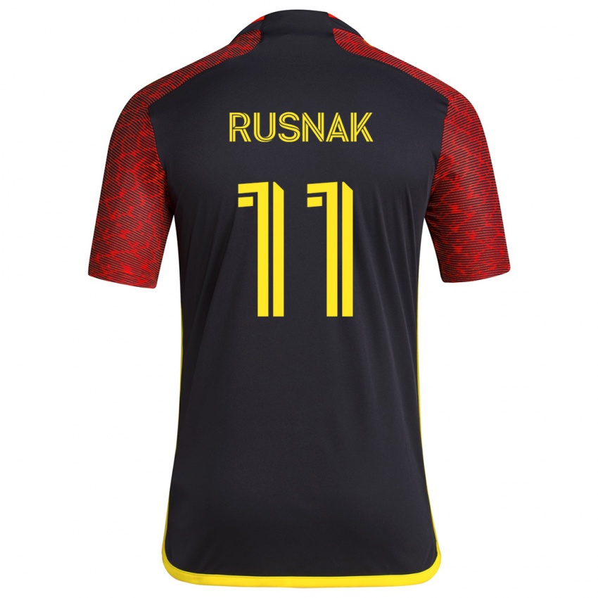 Kinder Albert Rusnák #11 Rot Schwarz Auswärtstrikot Trikot 2024/25 T-Shirt Belgien