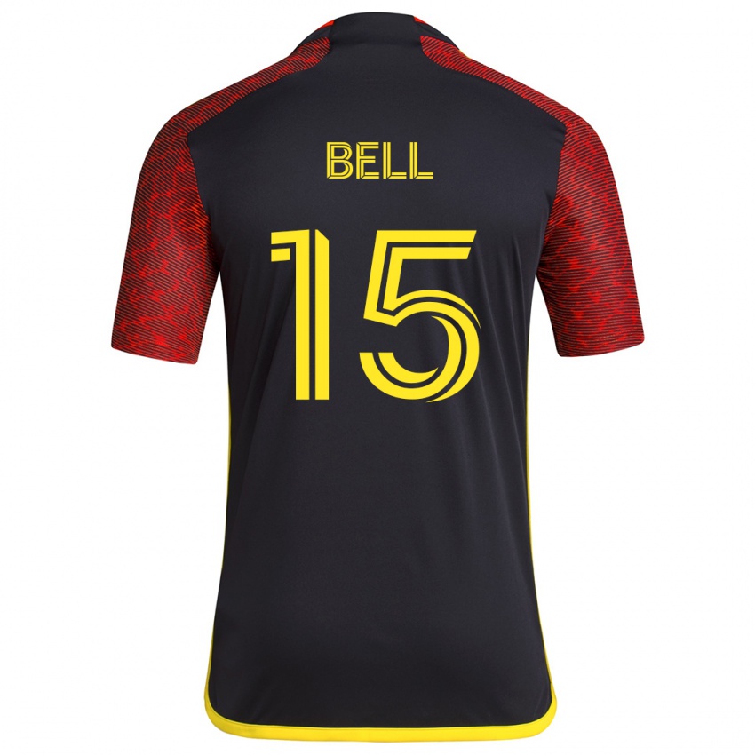 Kinder Jon Bell #15 Rot Schwarz Auswärtstrikot Trikot 2024/25 T-Shirt Belgien