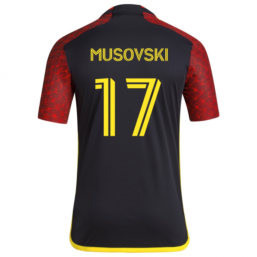 Kinderen Danny Musovski #17 Rood Zwart Uitshirt Uittenue 2024/25 T-Shirt België