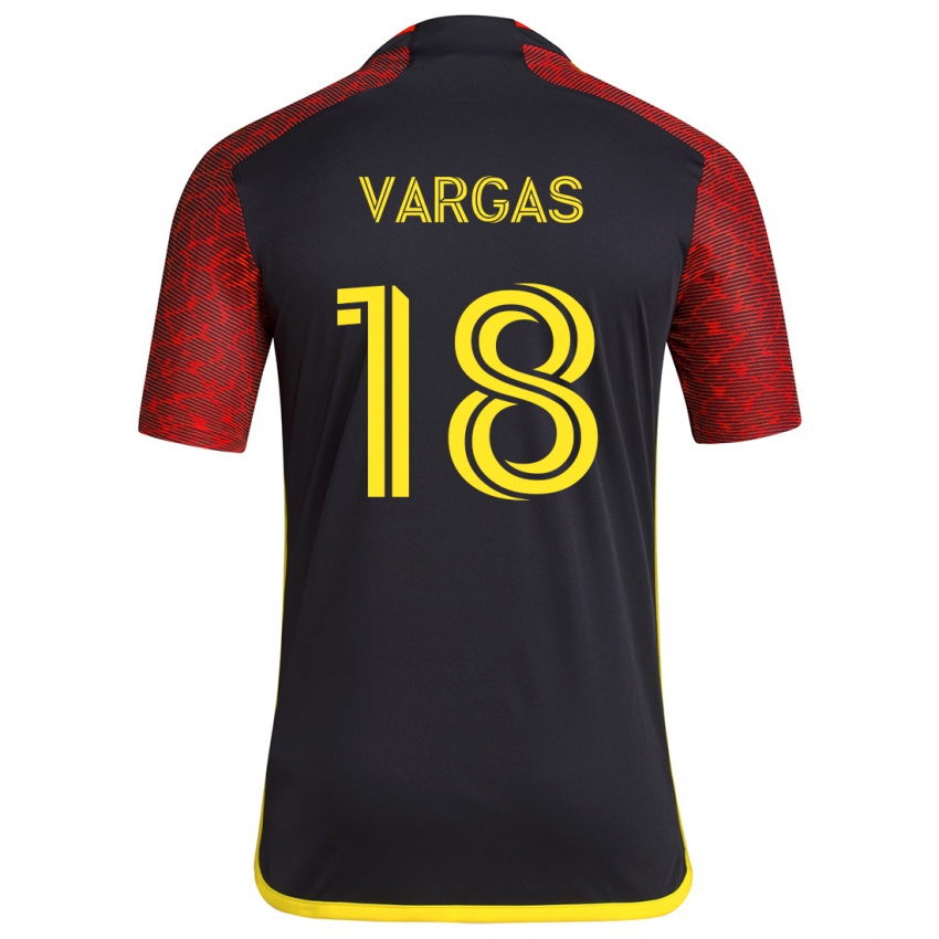 Kinderen Obed Vargas #18 Rood Zwart Uitshirt Uittenue 2024/25 T-Shirt België