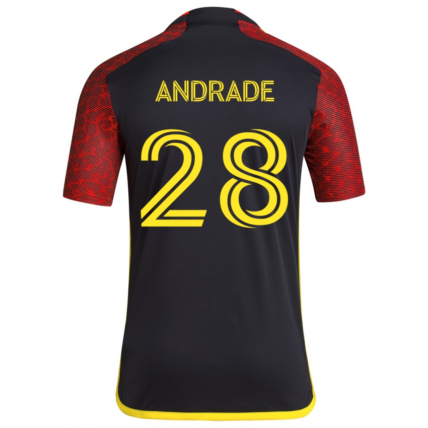 Kinder Yeimar Gómez Andrade #28 Rot Schwarz Auswärtstrikot Trikot 2024/25 T-Shirt Belgien