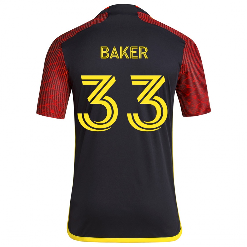 Kinderen Cody Baker #33 Rood Zwart Uitshirt Uittenue 2024/25 T-Shirt België