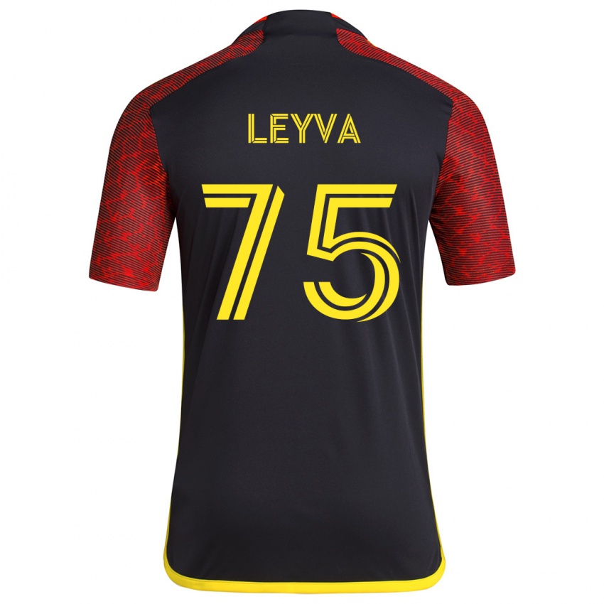 Kinderen Danny Leyva #75 Rood Zwart Uitshirt Uittenue 2024/25 T-Shirt België