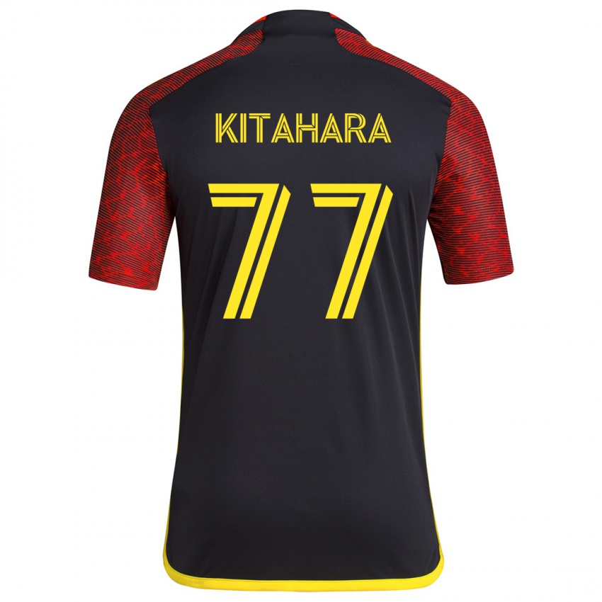 Kinderen Sota Kitahara #77 Rood Zwart Uitshirt Uittenue 2024/25 T-Shirt België