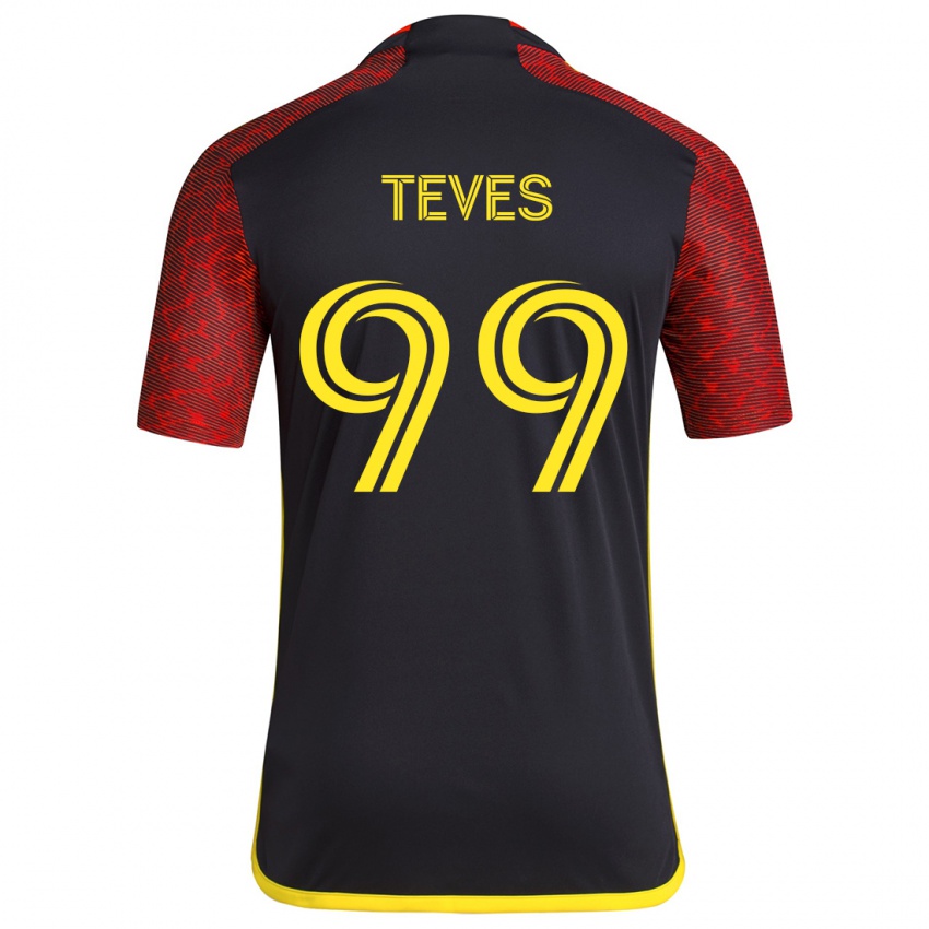 Kinder Dylan Teves #99 Rot Schwarz Auswärtstrikot Trikot 2024/25 T-Shirt Belgien