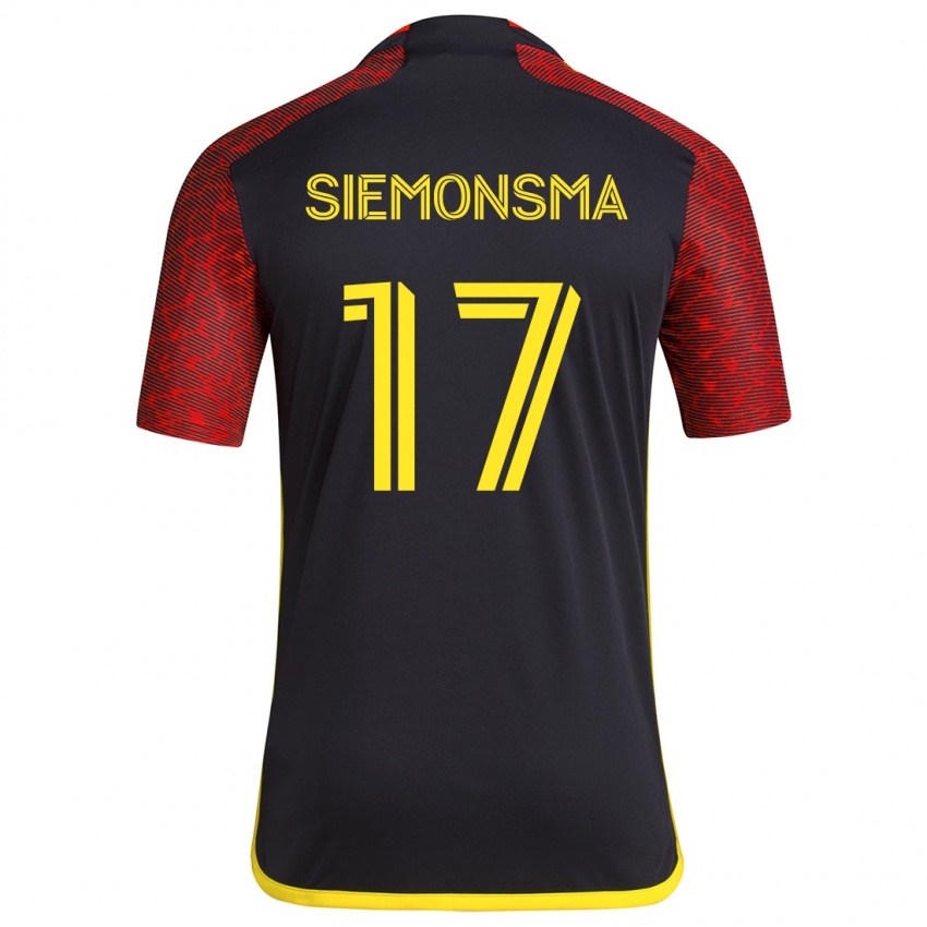 Kinder Sianna Siemonsma #17 Rot Schwarz Auswärtstrikot Trikot 2024/25 T-Shirt Belgien