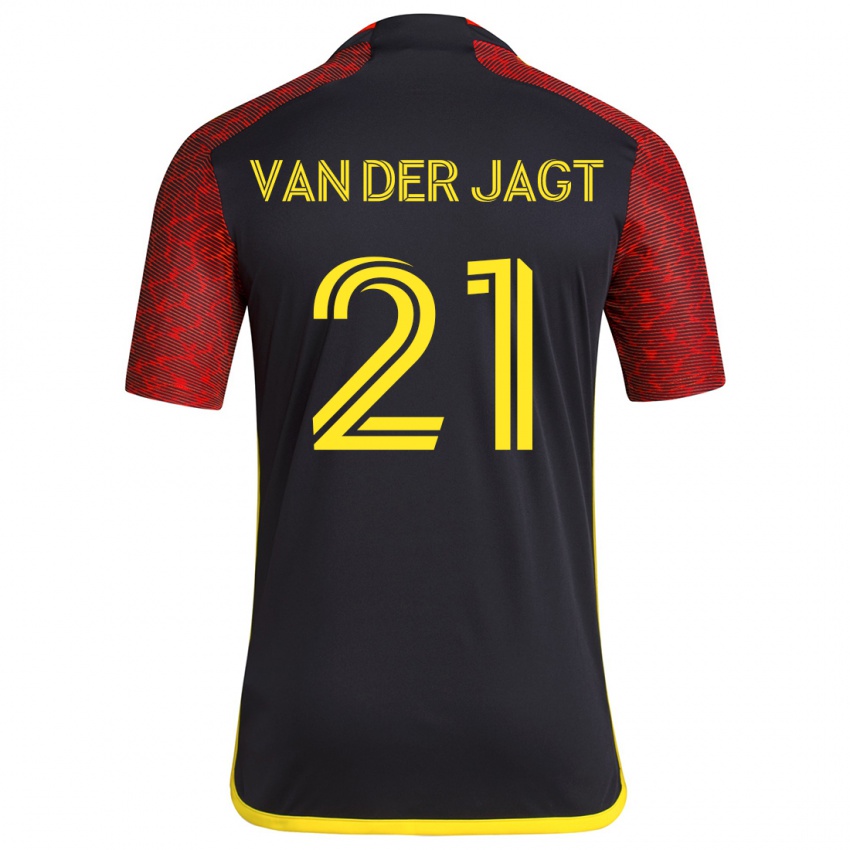 Kinder Olivia Van Der Jagt #21 Rot Schwarz Auswärtstrikot Trikot 2024/25 T-Shirt Belgien