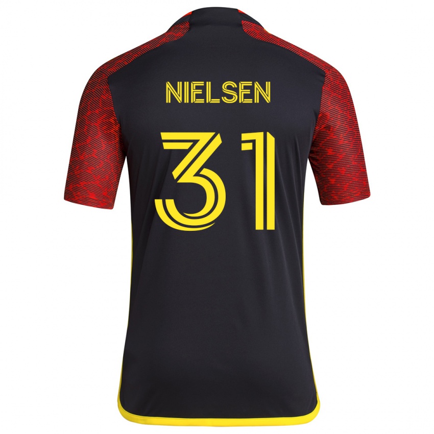 Kinder Madeline Nielsen #31 Rot Schwarz Auswärtstrikot Trikot 2024/25 T-Shirt Belgien