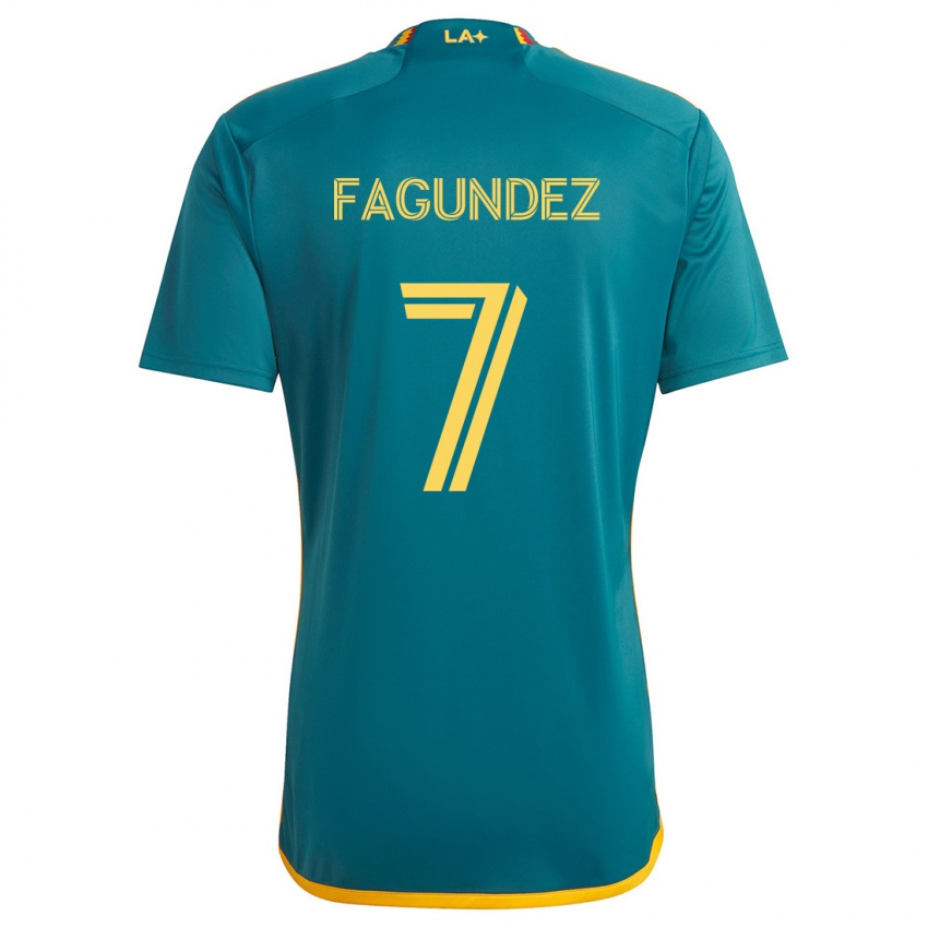 Kinderen Diego Fagúndez #7 Groen Geel Uitshirt Uittenue 2024/25 T-Shirt België