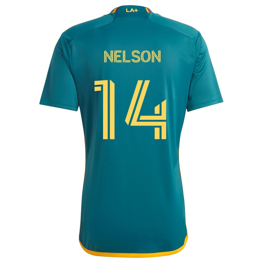 Kinderen John Nelson #14 Groen Geel Uitshirt Uittenue 2024/25 T-Shirt België