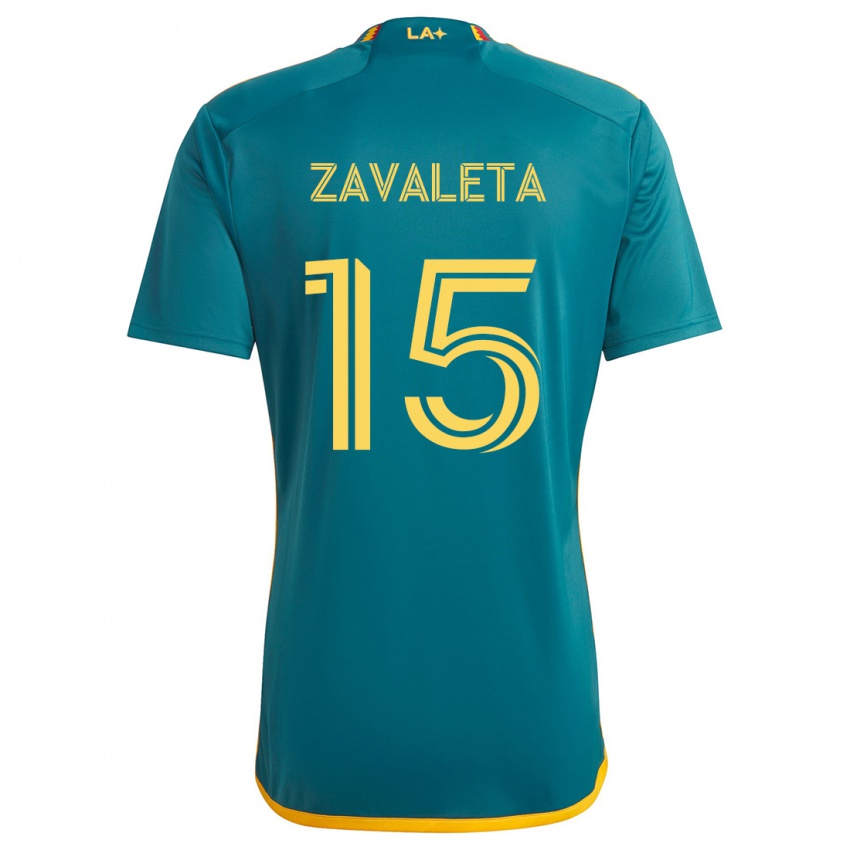 Kinderen Eriq Zavaleta #15 Groen Geel Uitshirt Uittenue 2024/25 T-Shirt België