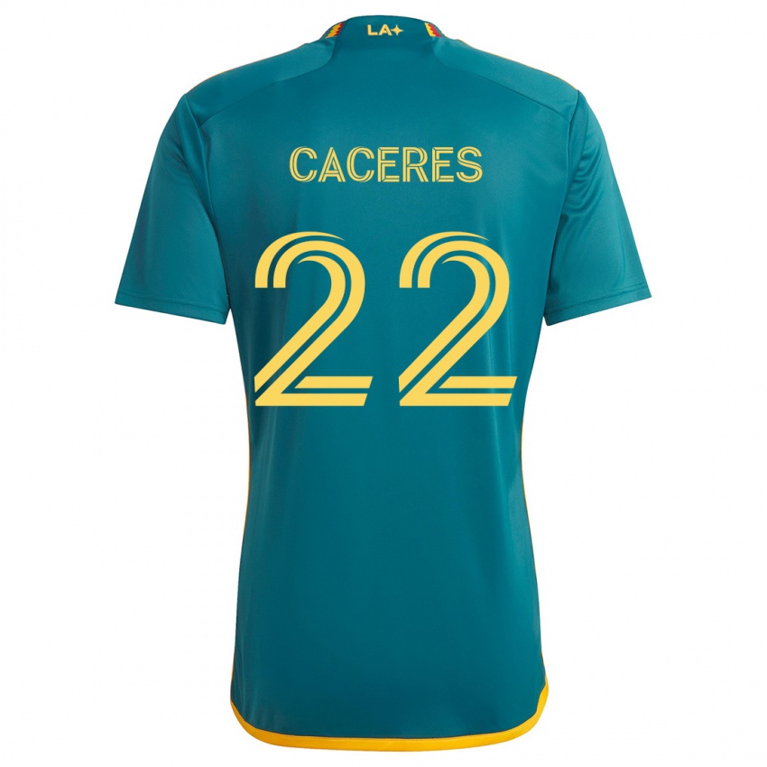 Kinderen Martín Cáceres #22 Groen Geel Uitshirt Uittenue 2024/25 T-Shirt België