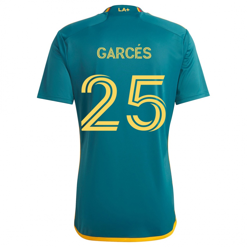 Kinderen Carlos Garcés #25 Groen Geel Uitshirt Uittenue 2024/25 T-Shirt België