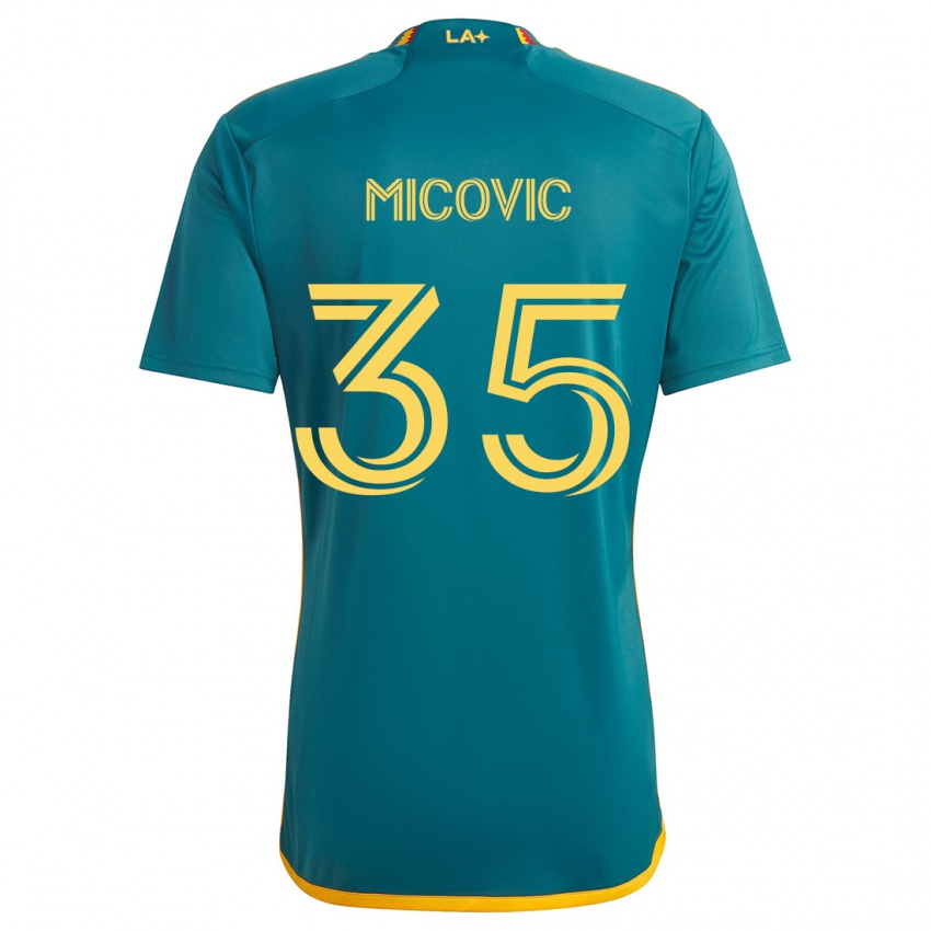 Kinderen Novak Micovic #35 Groen Geel Uitshirt Uittenue 2024/25 T-Shirt België