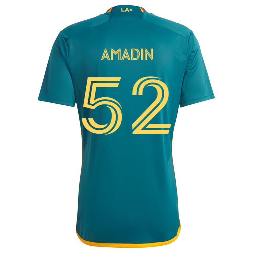 Kinderen Elijah Amadin #52 Groen Geel Uitshirt Uittenue 2024/25 T-Shirt België