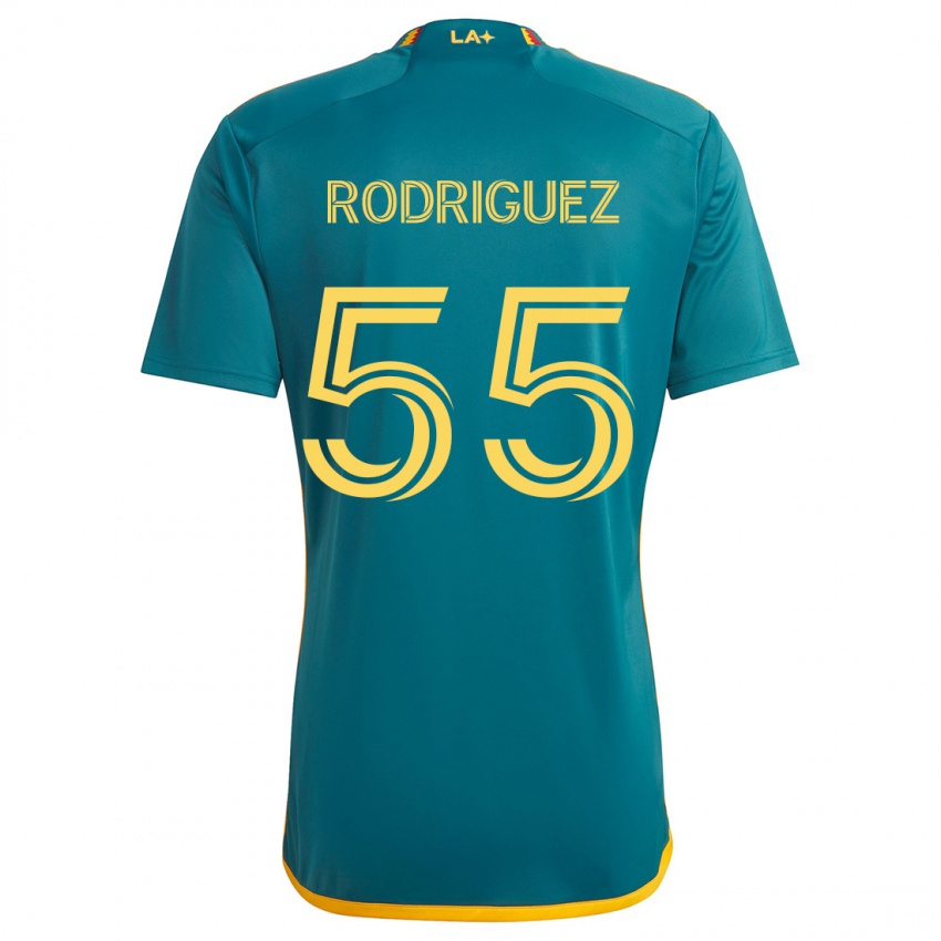 Kinderen Diego Rodriguez #55 Groen Geel Uitshirt Uittenue 2024/25 T-Shirt België