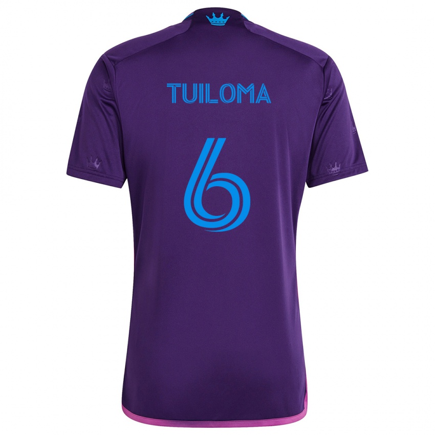 Kinder Bill Tuiloma #6 Lila-Blau Auswärtstrikot Trikot 2024/25 T-Shirt Belgien