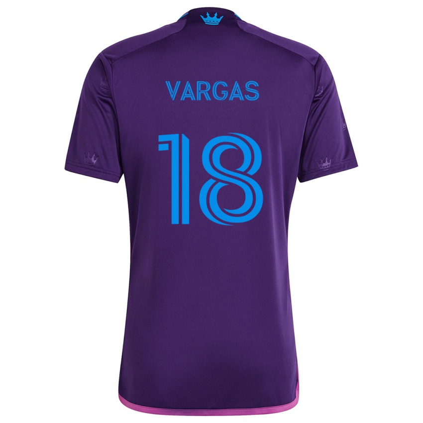 Kinderen Kerwin Vargas #18 Paarsblauw Uitshirt Uittenue 2024/25 T-Shirt België