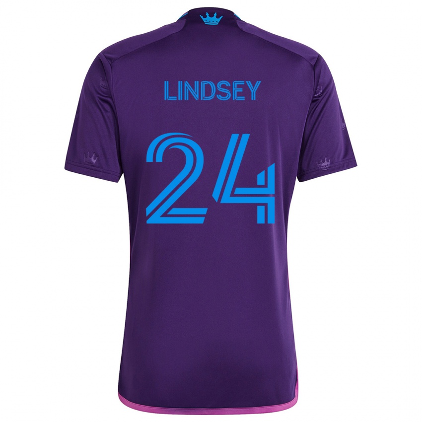 Kinderen Jaylin Lindsey #24 Paarsblauw Uitshirt Uittenue 2024/25 T-Shirt België