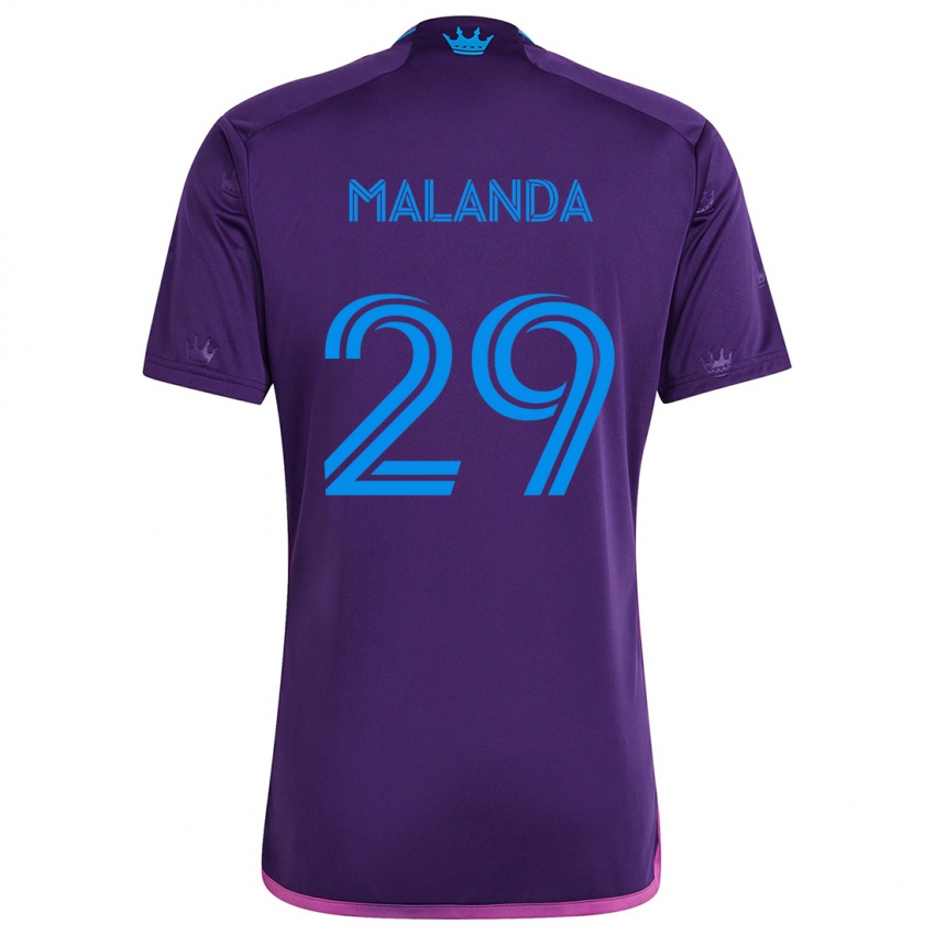 Kinderen Adilson Malanda #29 Paarsblauw Uitshirt Uittenue 2024/25 T-Shirt België