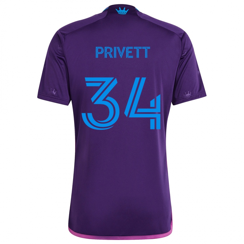 Kinderen Andrew Privett #34 Paarsblauw Uitshirt Uittenue 2024/25 T-Shirt België