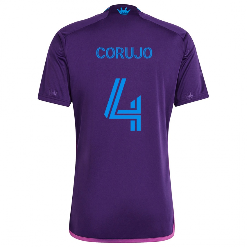 Enfant Maillot Guzmán Corujo #4 Bleu Violet Tenues Extérieur 2024/25 T-Shirt Belgique