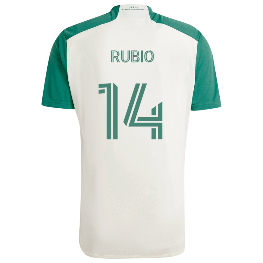 Kinderen Diego Rubio #14 Bruine Kleuren Groen Uitshirt Uittenue 2024/25 T-Shirt België