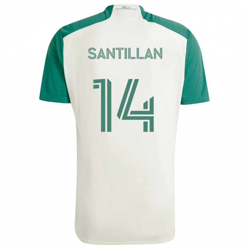 Kinderen Jonathan Santillan #14 Bruine Kleuren Groen Uitshirt Uittenue 2024/25 T-Shirt België