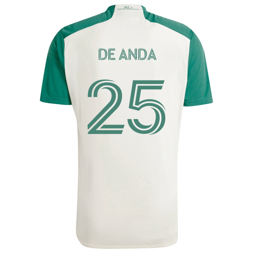 Kinderen Anthony De Anda #25 Bruine Kleuren Groen Uitshirt Uittenue 2024/25 T-Shirt België