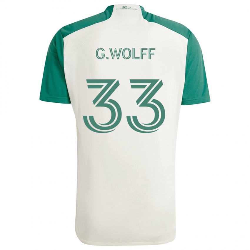 Kinderen Gavin Wolff #33 Bruine Kleuren Groen Uitshirt Uittenue 2024/25 T-Shirt België