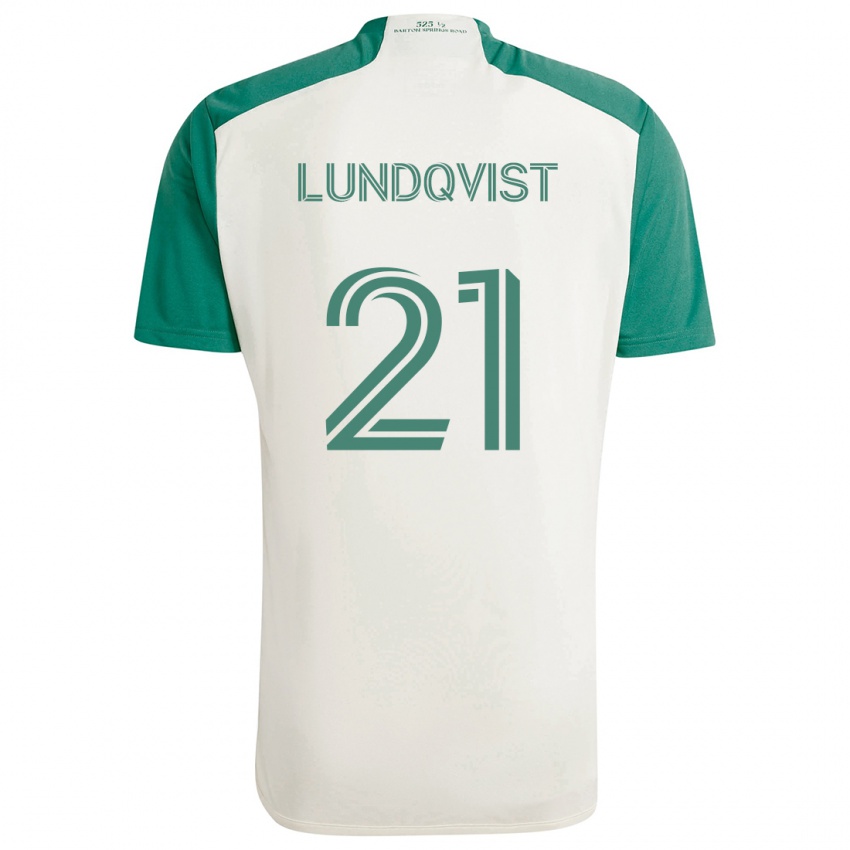 Kinderen Adam Lundqvist #21 Bruine Kleuren Groen Uitshirt Uittenue 2024/25 T-Shirt België