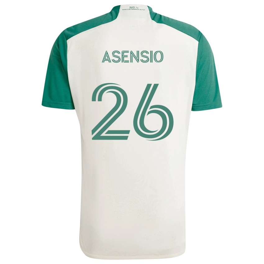 Kinderen Charlie Asensio #26 Bruine Kleuren Groen Uitshirt Uittenue 2024/25 T-Shirt België