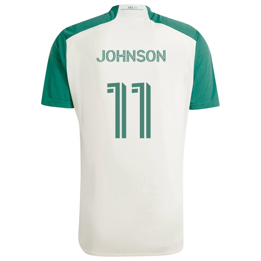 Kinderen Emmanuel Johnson #11 Bruine Kleuren Groen Uitshirt Uittenue 2024/25 T-Shirt België