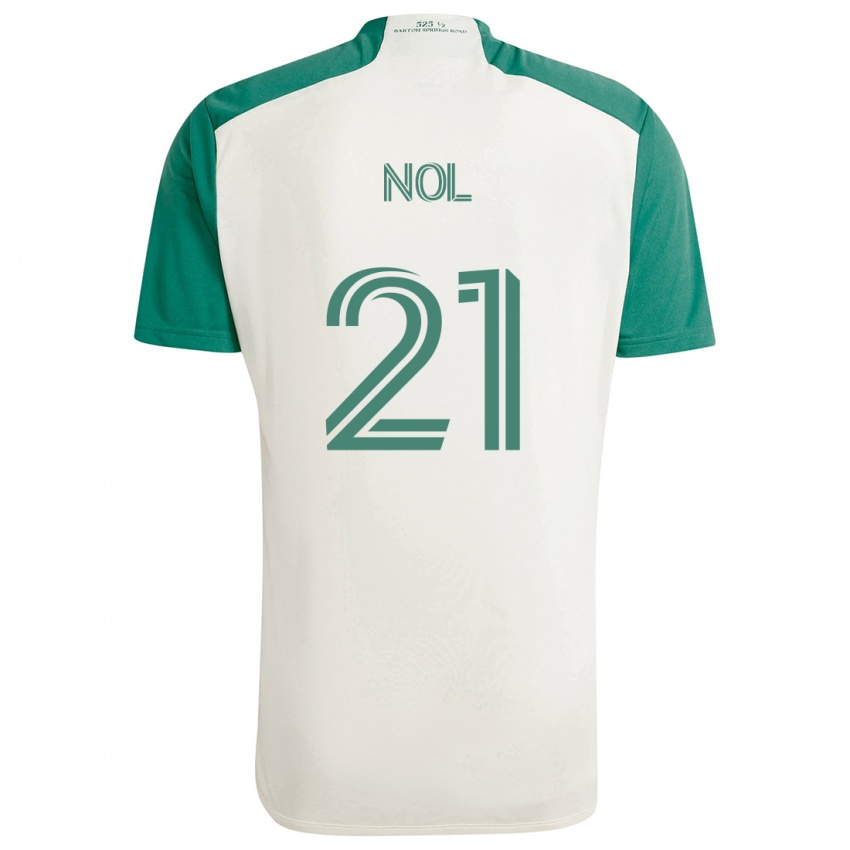 Kinderen Valentin Noël #21 Bruine Kleuren Groen Uitshirt Uittenue 2024/25 T-Shirt België