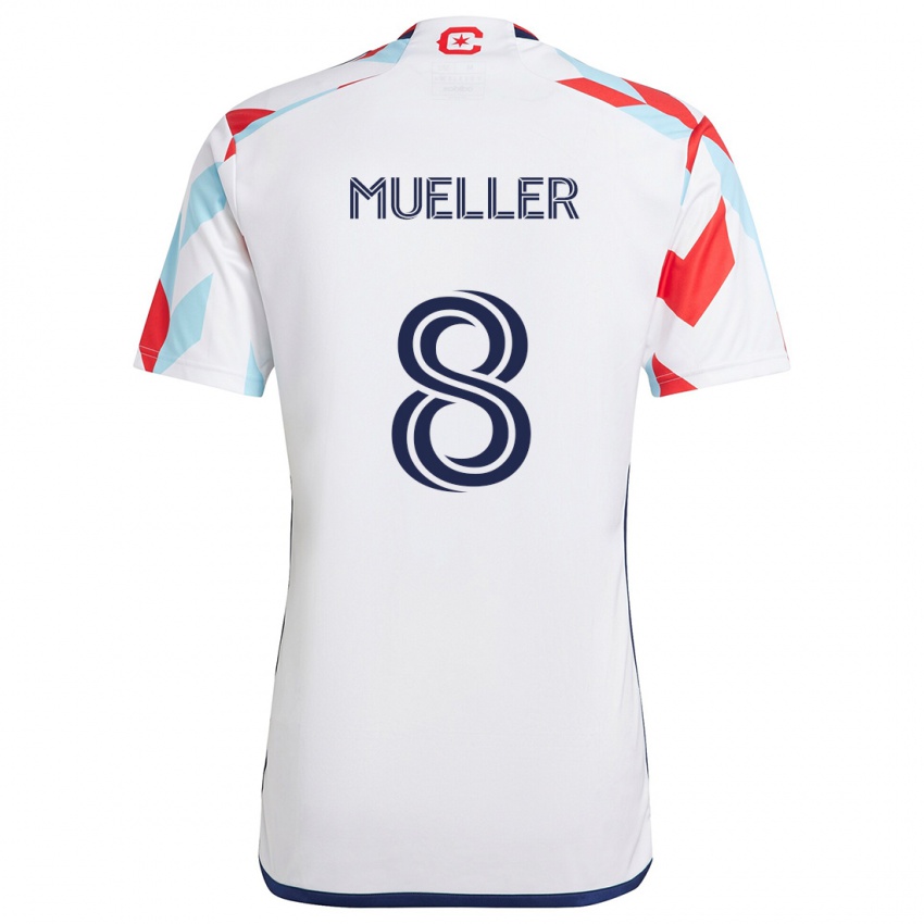 Kinder Chris Mueller #8 Weiß Rot Blau Auswärtstrikot Trikot 2024/25 T-Shirt Belgien