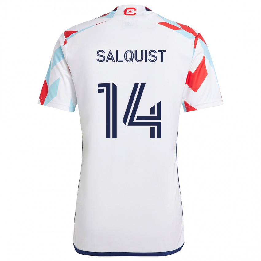 Kinderen Tobias Salquist #14 Wit Rood Blauw Uitshirt Uittenue 2024/25 T-Shirt België