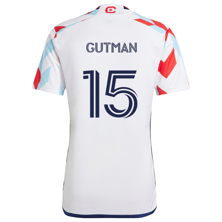 Kinderen Andrew Gutman #15 Wit Rood Blauw Uitshirt Uittenue 2024/25 T-Shirt België