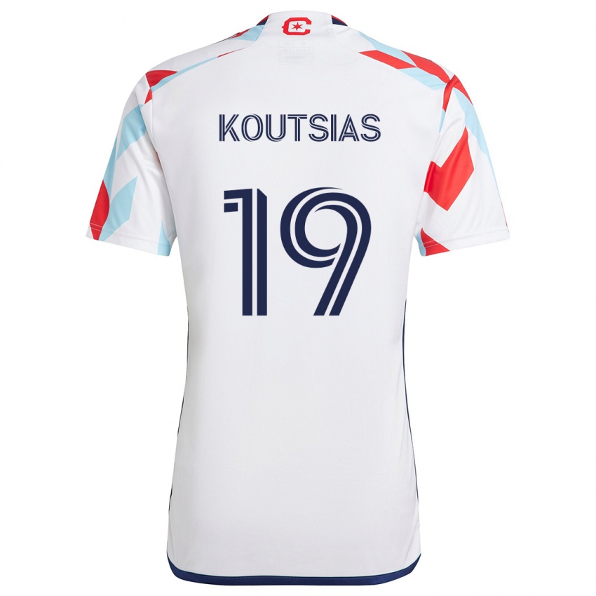 Kinderen Georgios Koutsias #19 Wit Rood Blauw Uitshirt Uittenue 2024/25 T-Shirt België