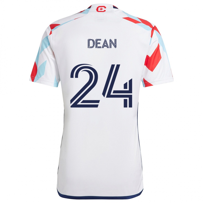 Kinderen Jonathan Dean #24 Wit Rood Blauw Uitshirt Uittenue 2024/25 T-Shirt België