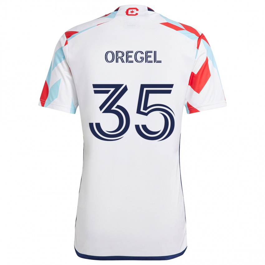 Kinderen Sergio Oregel #35 Wit Rood Blauw Uitshirt Uittenue 2024/25 T-Shirt België