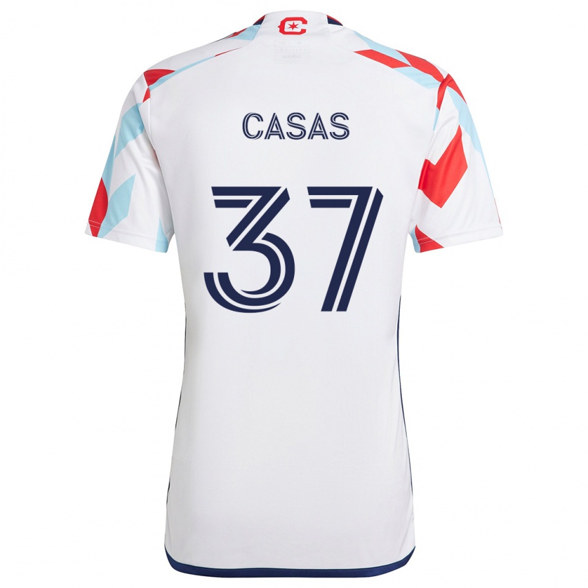 Kinderen Javier Casas #37 Wit Rood Blauw Uitshirt Uittenue 2024/25 T-Shirt België