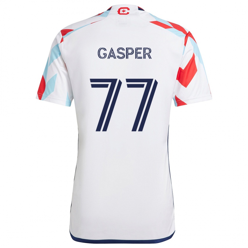 Enfant Maillot Chase Gasper #77 Blanc Rouge Bleu Tenues Extérieur 2024/25 T-Shirt Belgique