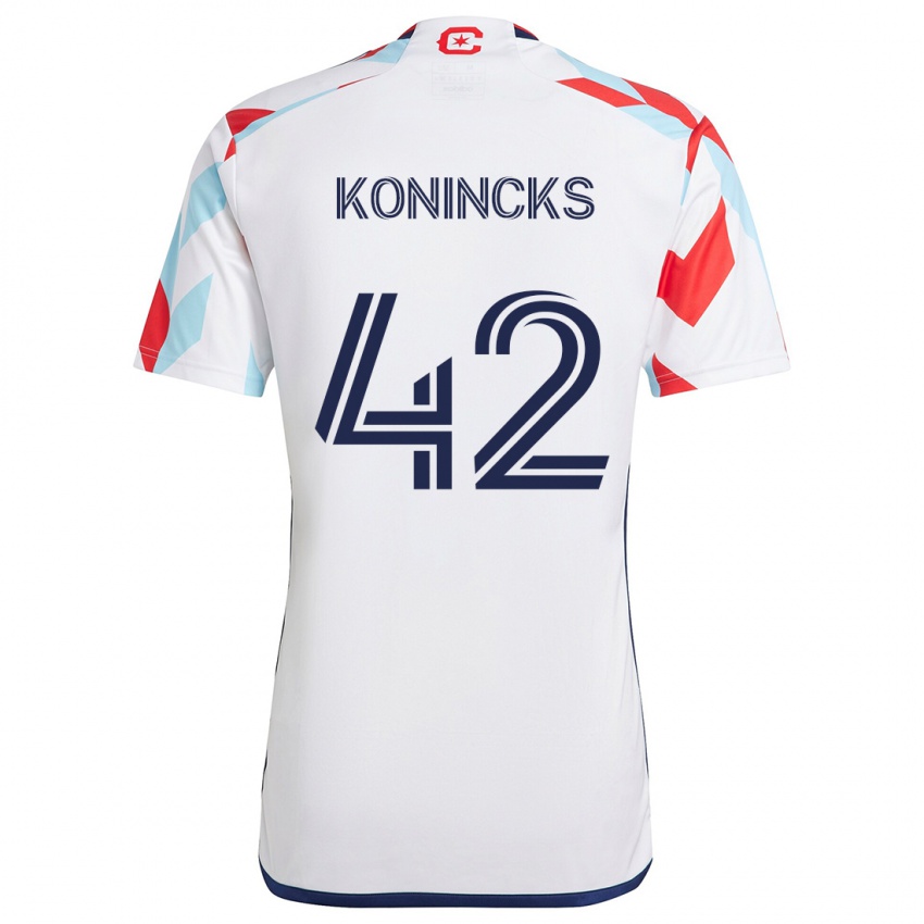 Kinderen Diego Konincks #42 Wit Rood Blauw Uitshirt Uittenue 2024/25 T-Shirt België