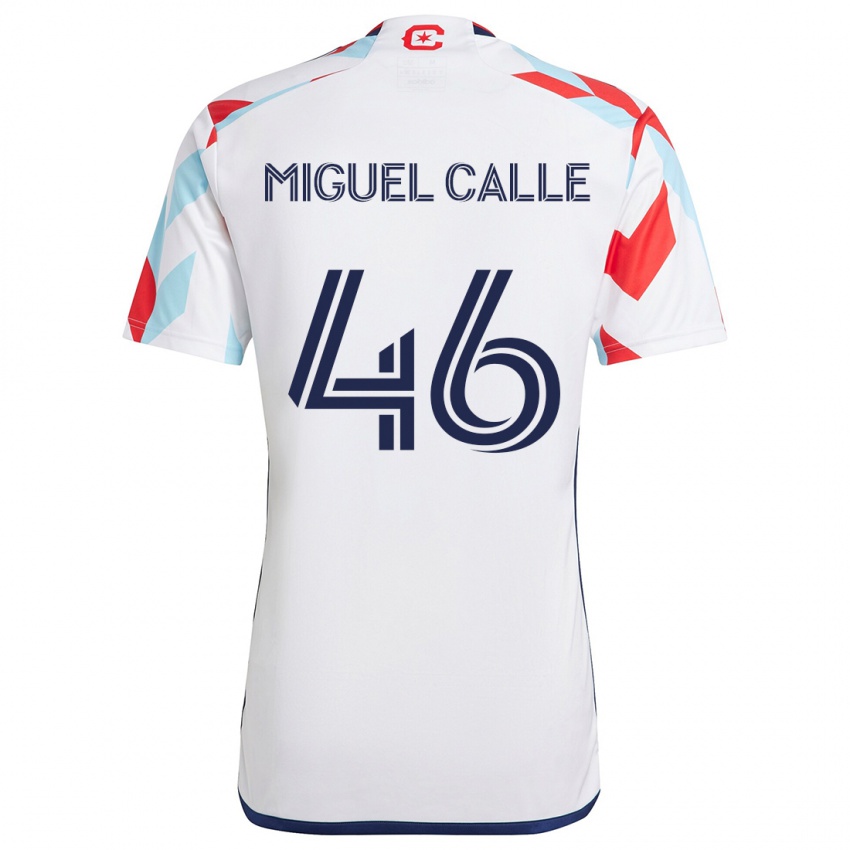 Kinderen Juan Miguel Calle #46 Wit Rood Blauw Uitshirt Uittenue 2024/25 T-Shirt België