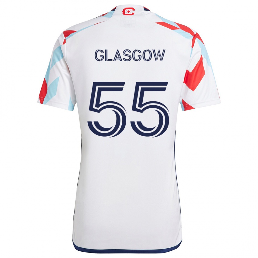 Kinderen Omari Glasgow #55 Wit Rood Blauw Uitshirt Uittenue 2024/25 T-Shirt België