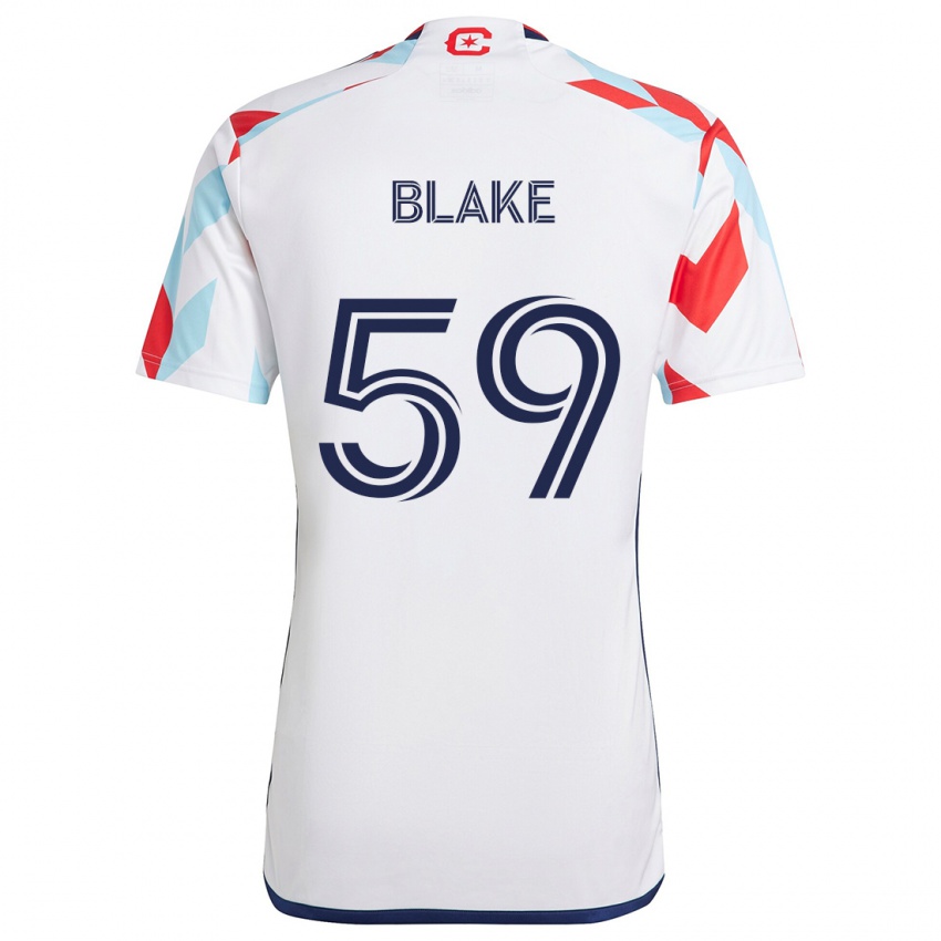 Kinderen Romain Blake #59 Wit Rood Blauw Uitshirt Uittenue 2024/25 T-Shirt België