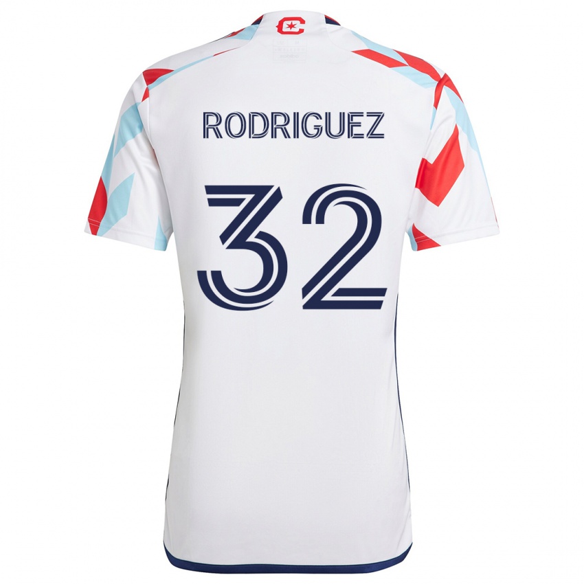 Kinderen Missael Rodríguez #32 Wit Rood Blauw Uitshirt Uittenue 2024/25 T-Shirt België