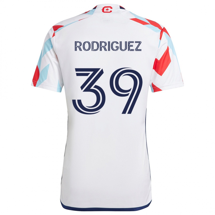 Kinderen Allan Rodriguez #39 Wit Rood Blauw Uitshirt Uittenue 2024/25 T-Shirt België