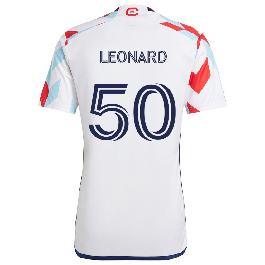 Enfant Maillot Eric Leonard #50 Blanc Rouge Bleu Tenues Extérieur 2024/25 T-Shirt Belgique